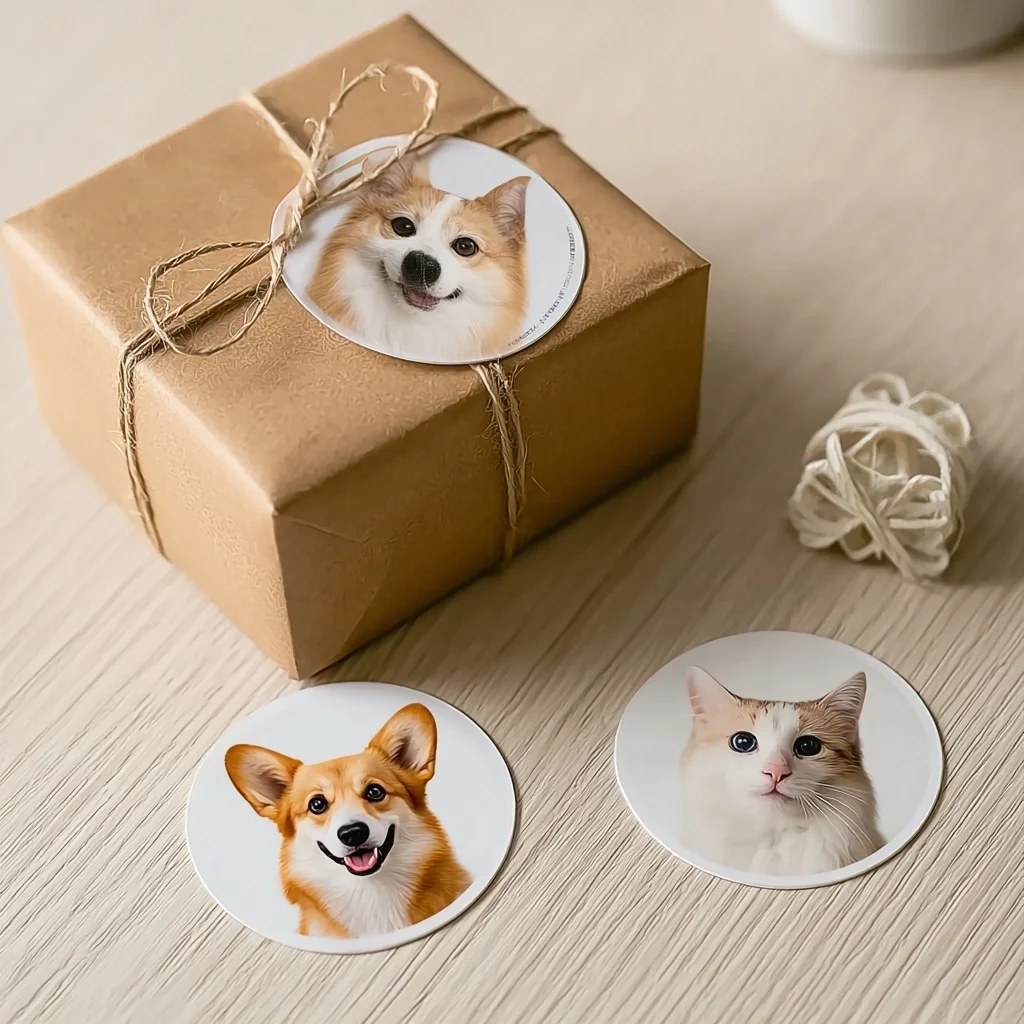 90PCS Custom Pet Photo Stickers for Souvenirs, Gifts, and Label Decoration