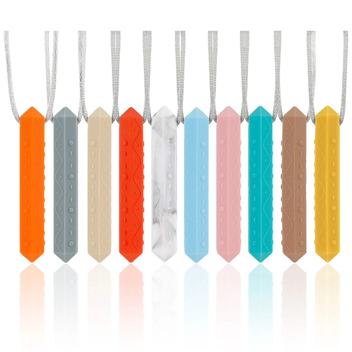 Sensory Chew Necklaces for Kids with Teething, ADHD, Autism, Biting Needs, Oral Motor Chewy Teether, Silicone chewlery