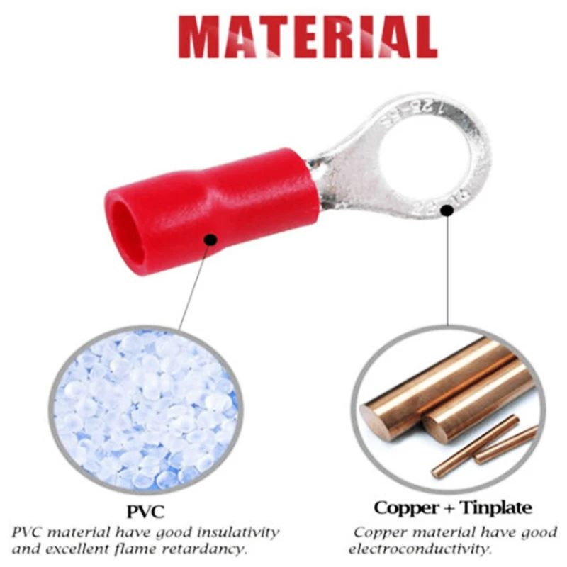 50/650PCS RV1.25 RV2 RV5.5 Geïsoleerde Elektrische Draad Kabel Connectors Ring Lugs Krimpen Terminals Kit