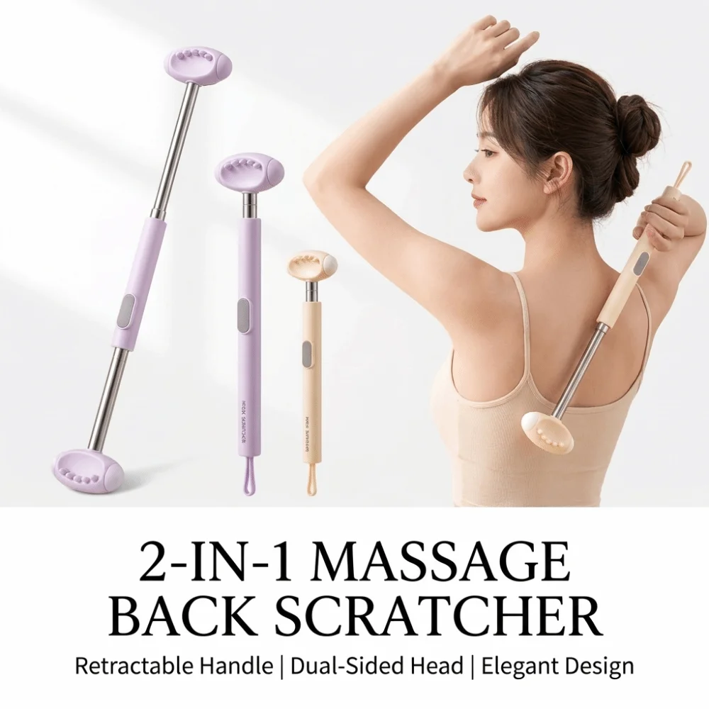New Dual-Sided Back Scratcher Retractable Hanging Loop Body Scratcher Massager 27-62.5cm Back Massager Leg Scratching