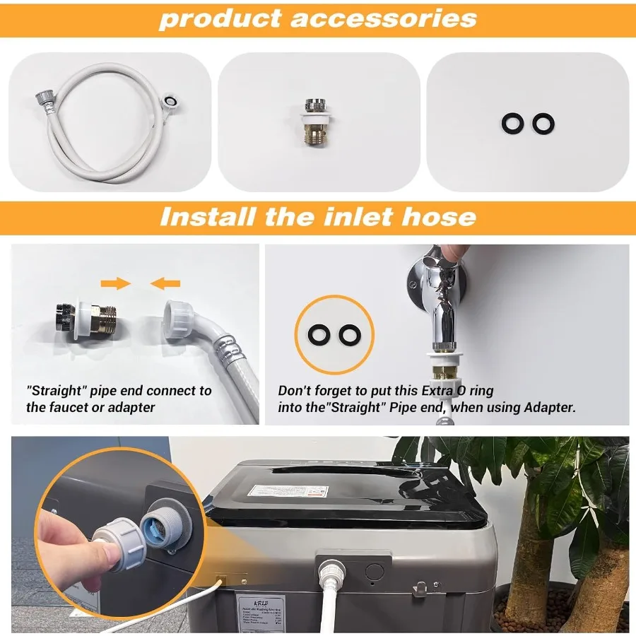 غسالة محمولة 17.7 رطل غسالة صغيرة أوتوماتيكية بالكامل للشقة 10 برامج غسيل مع خرطوم تصريف حجم النوم #3