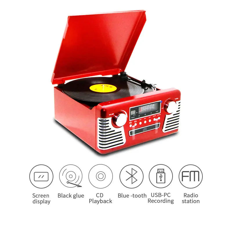 USB to pc recording retro music center phonograph record fm am radio cd player and radio turntable vinyl record player