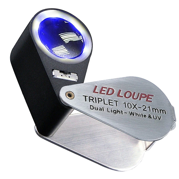 

Pocket Gem LED UV Light Loupe Magnifying Lamp for Sight Extension 10X Jewelry Loupe for Gemstone,Diamond