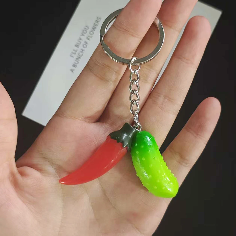 1 قطعة لطيف ثلاثية الأبعاد الراتنج الفلفل الحار الخيار المفاتيح لصديق هدية مقلد الخضروات قلادة حقيبة السيارة حقيبة سماعة الاذن الهاتف الحبل