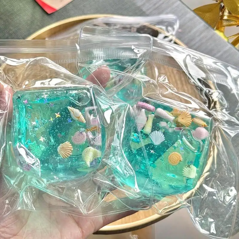 Taba's 1 Uds. Cubo de crecimiento lento con temática oceánica, juguete blando sensorial con pelota antiestrés, apretar relajante para adultos y niños