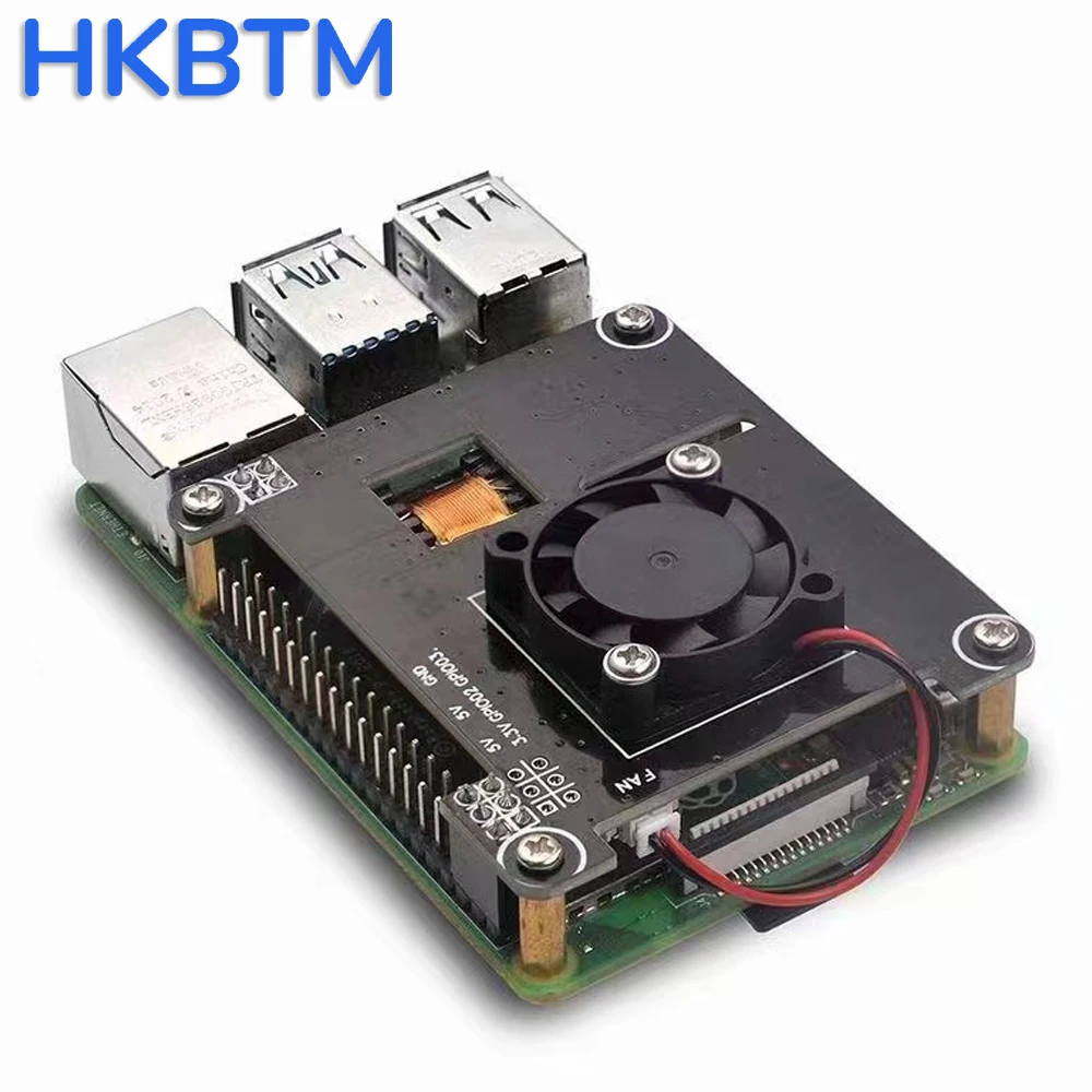 HKBTM POE HAT for Raspberry Pi , IEEE802.3af Standard Compliant, 5V 2.4A Output and 25x25mm Cooling Fan for Raspberry Pi 3B+/4B