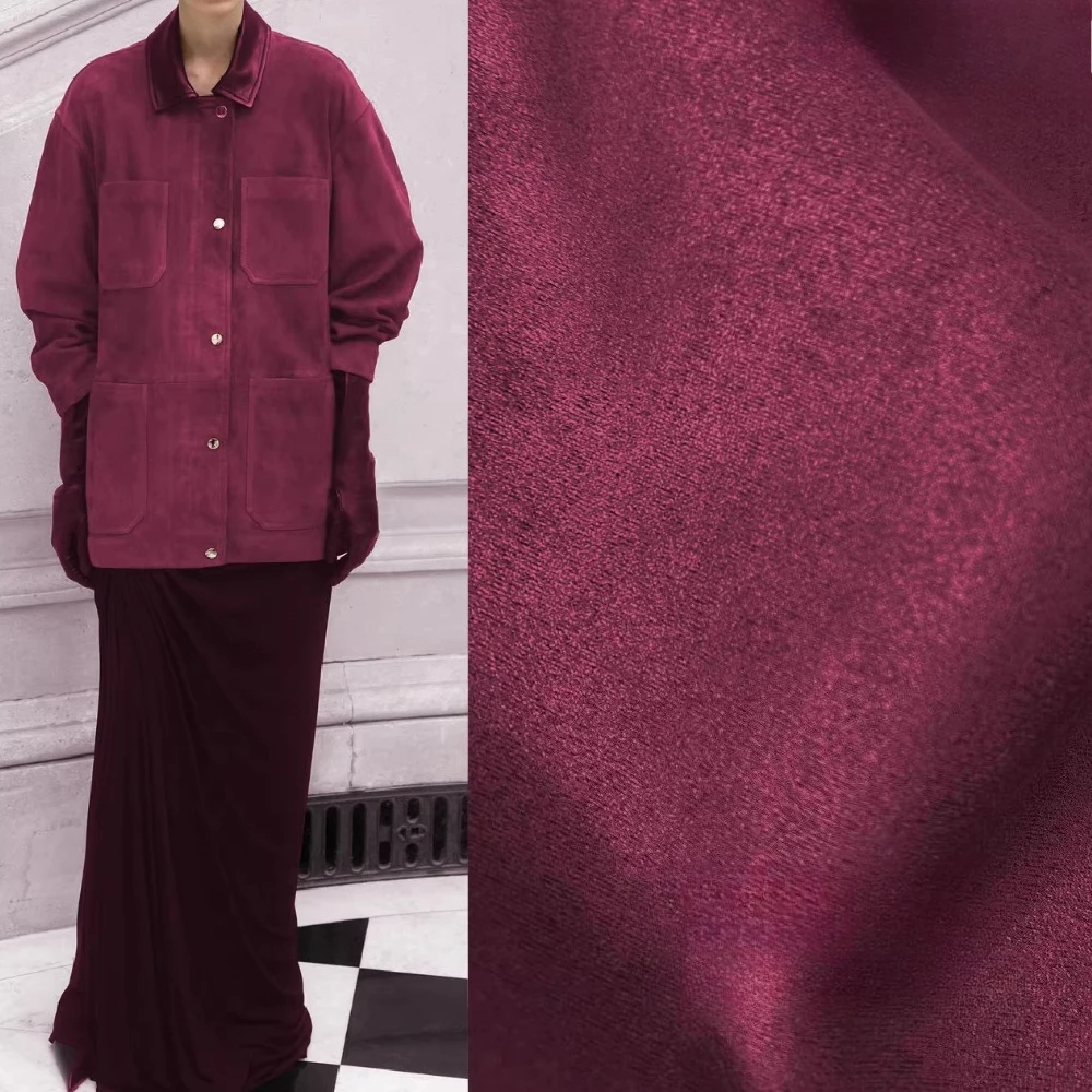 

Red Stretch Suede fabric thickened Leather Designer Sewing fabric DIY Handmade Skirt Jacket Windbreaker AC044