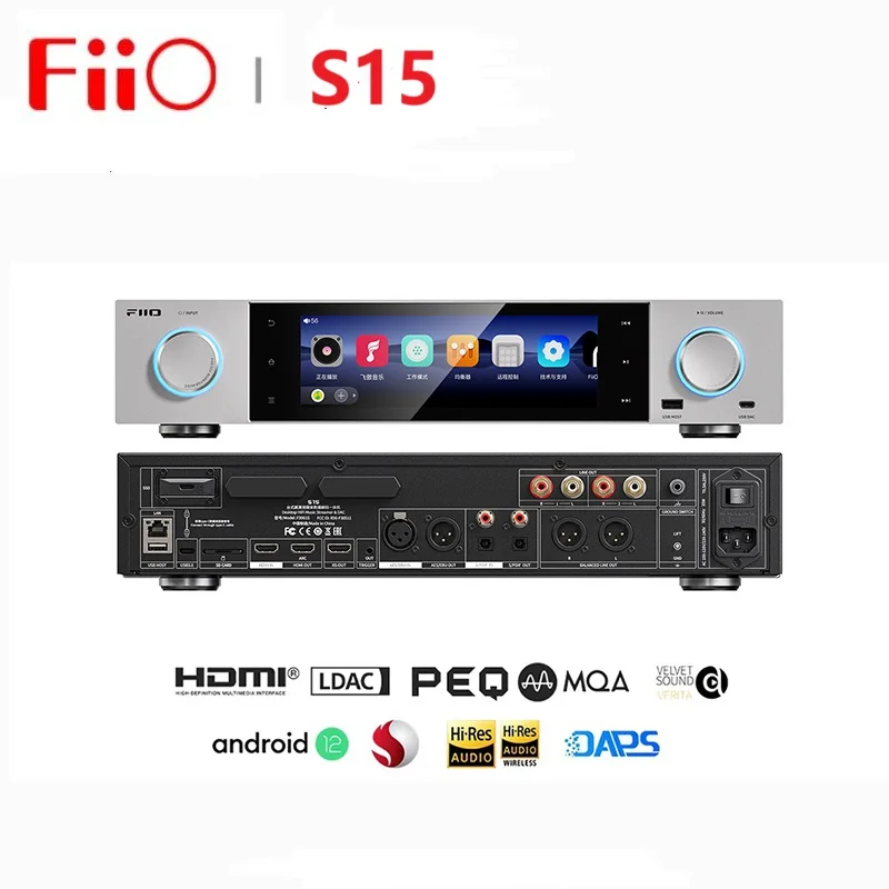 FiiO S15 Desktop-Audio-Musik-Streamer mit Hi-Res, Android 12 Snapdragon 660, HiFi-Lösung AKM DAC AK4191+AK4499EX, HDMI/ARC DAC