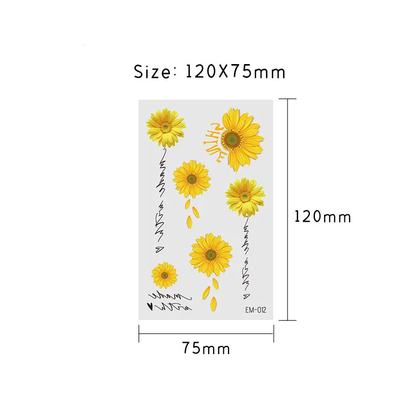 Waterproof Flower Tattoo Stickers Small Daisy Fake Tattoos Paste on Face Arm Leg for Children Men Women Body Art