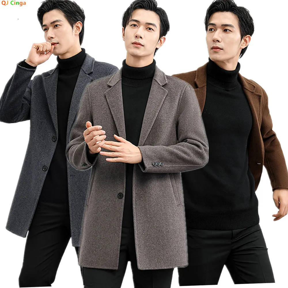 

Новое мужское зимнее пальто из верблюжьей шерсти 2026 года, высококачественная черная однобортная куртка с длинными рукавами, для бизнеса/офиса/вечерних мероприятий.