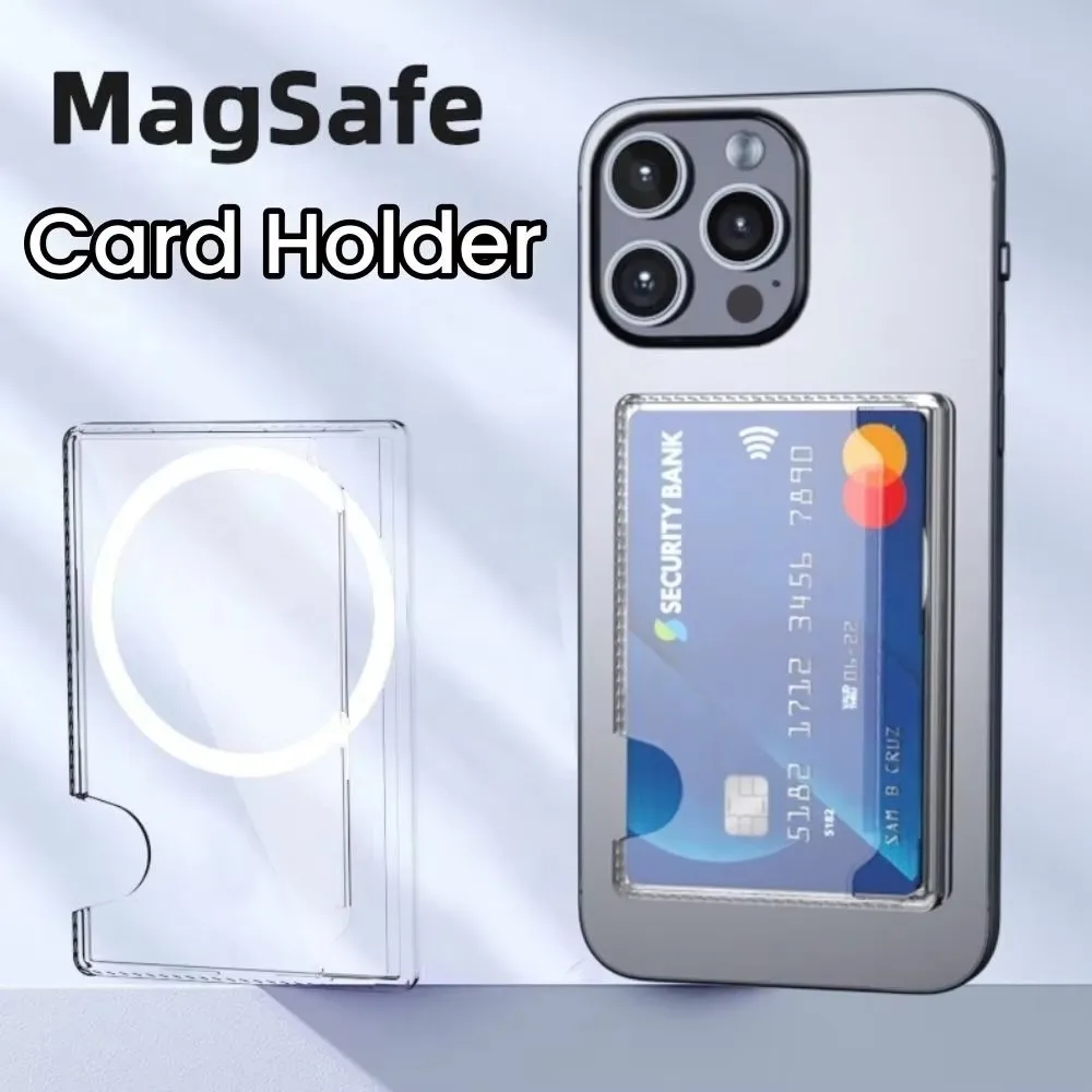 Magnetic Clear Card Holder Wallet Plastic Strong Adsorption Case Portable Card Slots Cover for Phone 12-17 for Men Women