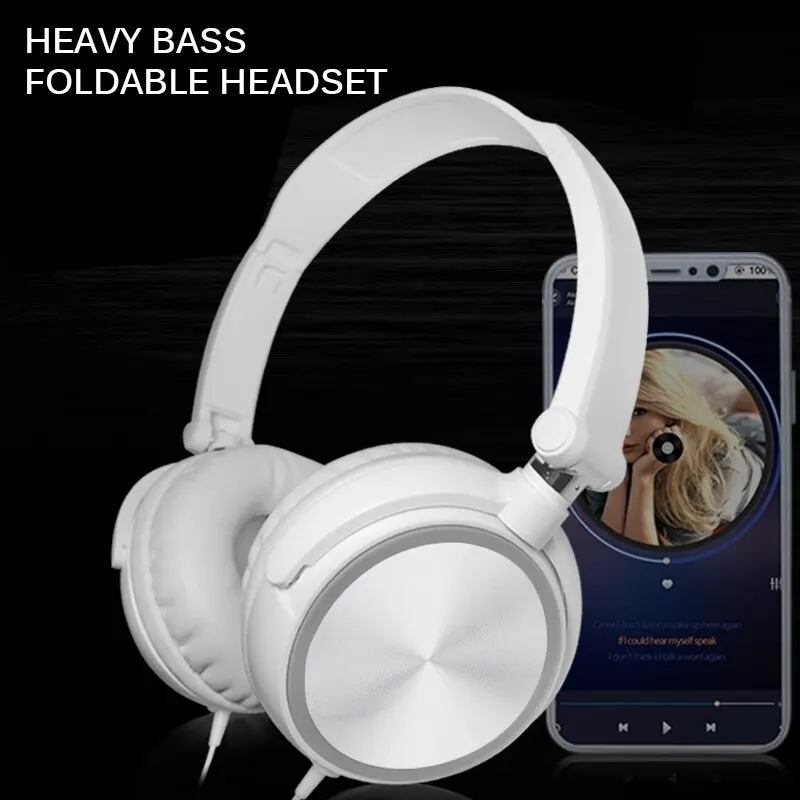 Wired Headphones 3 5mm Bass Stereo Foldable With Microphone Adjustable Headphones Suitable For Pc Mp3 Mobile Headphones