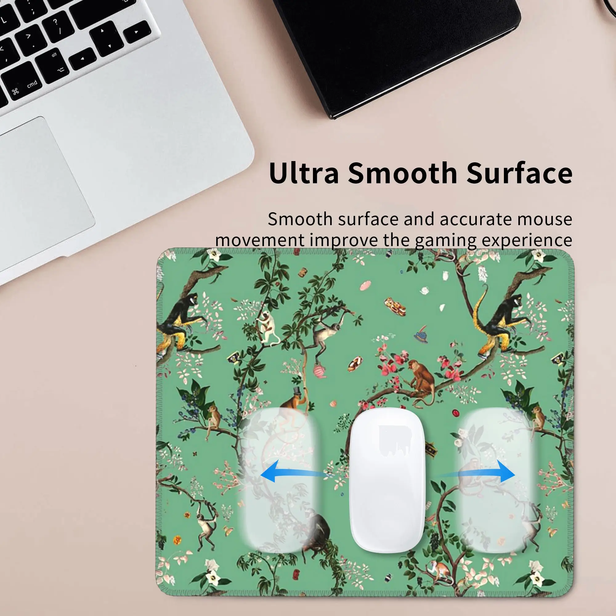 Monkey World Green Mouse Pad Computer Keyboard Mouse Mat Gaming PC Laptop Desk Mat Office Accessories Table Mats