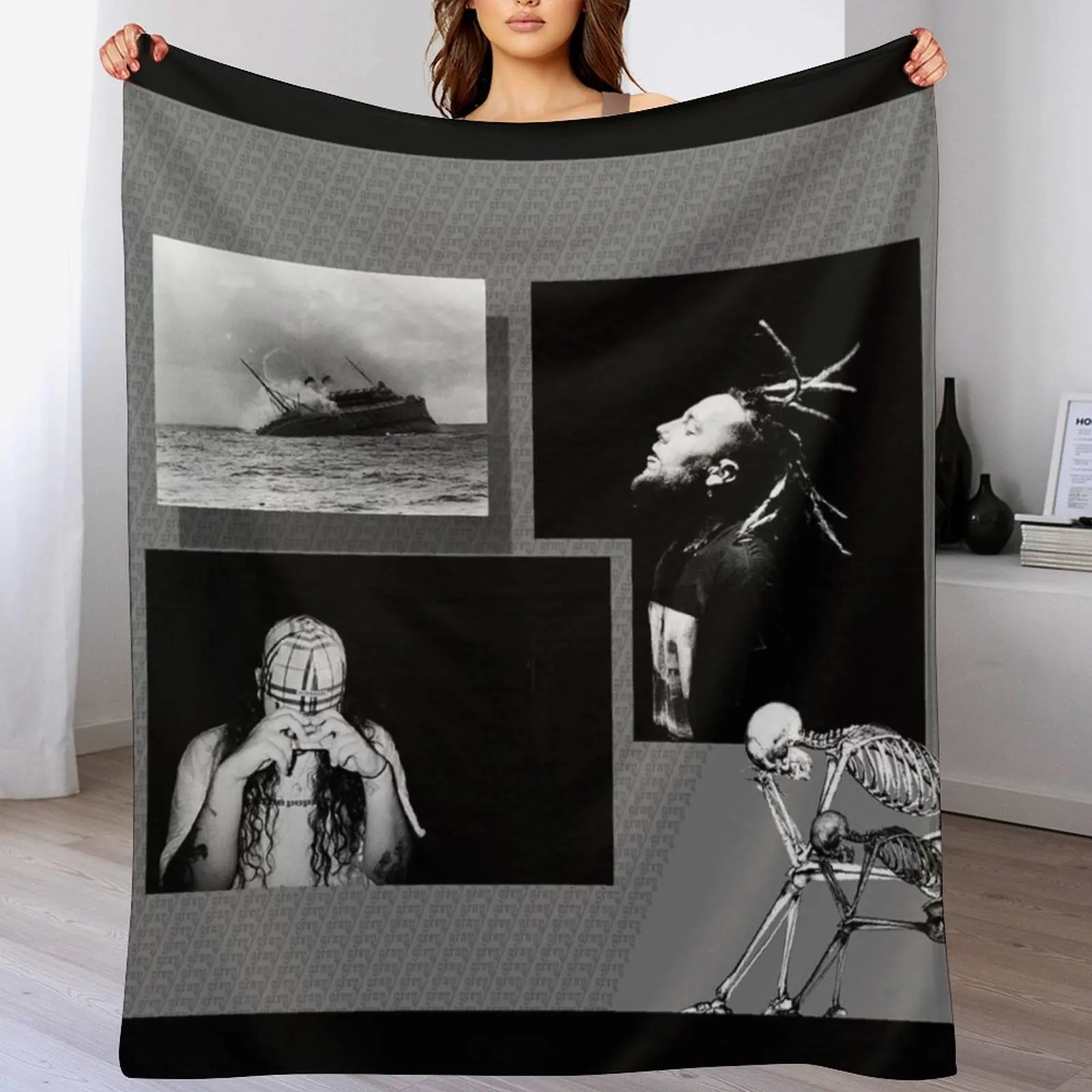 

Eternal grey Throw Blanket Designers manga valentine gift ideas Decoratives Blankets