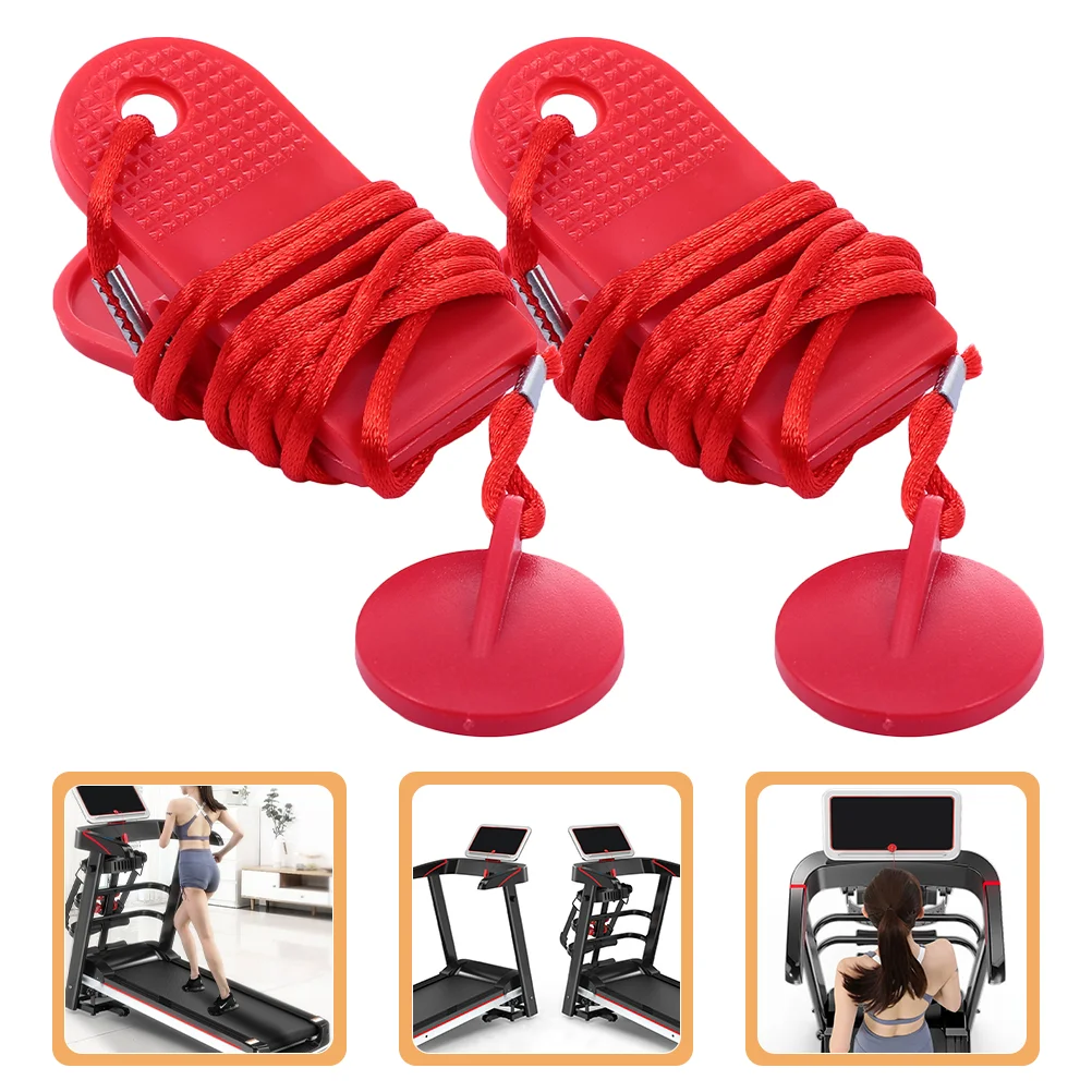 2 Pcs Treadmill Magnetic Lock Handle Pulldown Running Machine Safety Key Wire Clamps for Universal