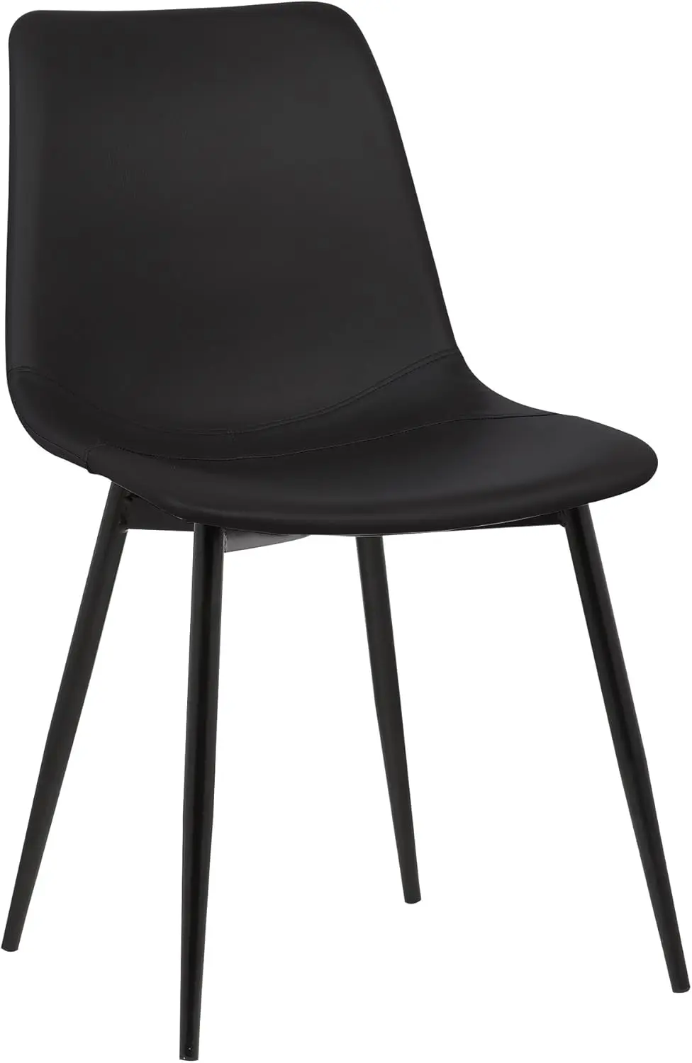 

Monte Century Modern Dining Accent Chair for Table Kitchen Desk Vanity in Black Faux Leather with Black Metal Legs