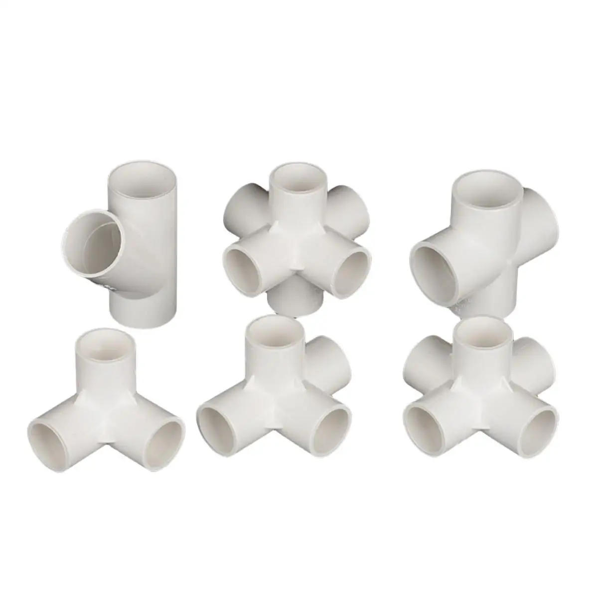 White PVC Pipe Fittings Inside Diameter 20/25/32/40mm Straight Elbow Tee Cross Connector Water Pipe Adapter 3 4 5 6 Ways Joints