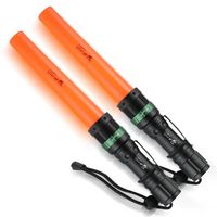 UltraFire 2pcs UF-303 11 inch Signal Wand with 3 Flashing Mode 18650/3 AAA Traffic Control Safety Wand for Car Directing Parking