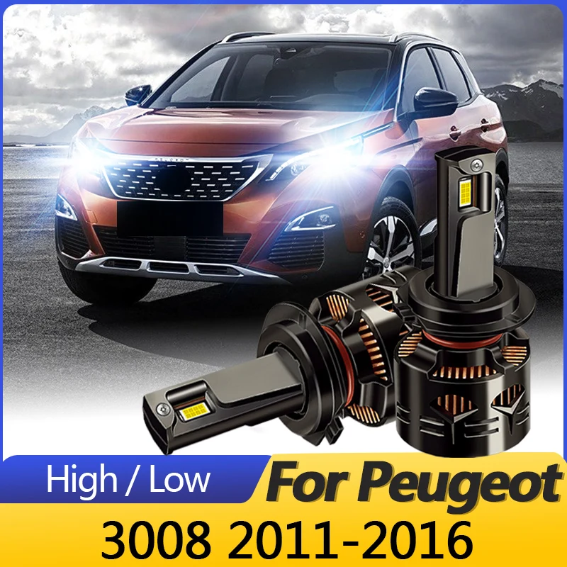 

2 шт., 12 В, 100 Вт, высокое качество CANbus для Peugeot 3008 2011-2016, светодиодные фары H7, дальний свет, ближний свет, передняя лампа 30000LM Plug&Play
