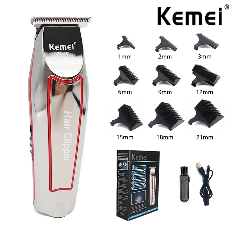 Kemei KM-032 Professional Hair Cutting Machine Grooming Trimmer for Men Finishing Haircut Cordless Clipper Electric Shaver Beard