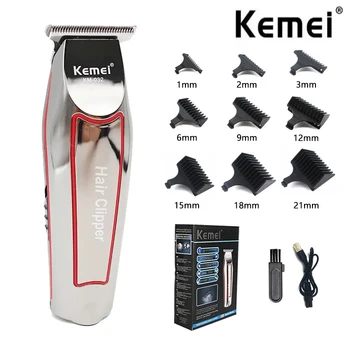 Kemei KM-032 남성용 전문 헤어 커팅 머신, 그루밍 트리머, 무선 클리퍼, 전기 면도기 수염 마무리 