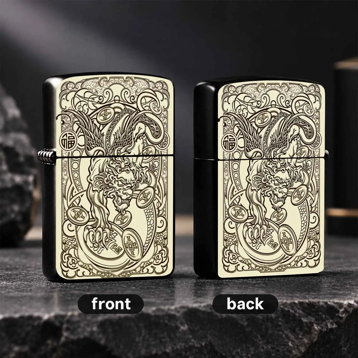 Vintage Pi Xiu Auspicious Lighter, Exquisite Traditional Engraved Wealth Blessing Pattern, Portable All-Scenario Usable Creative Ornament, Ideal Gift For Friends Family, Smooth Use Experience, Unique Retro Cultural Artc A Humorous And Inter