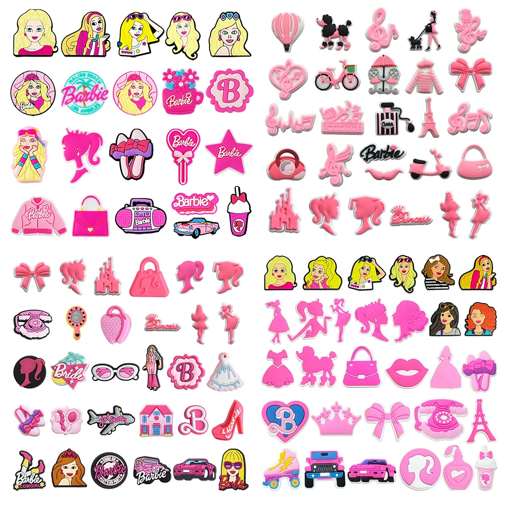 21/27/30 قطعة MINISO باربي الفتيات الأحذية السحر الوردي سلسلة الأحذية مشبك الزينة صالح تسد صندل اكسسوارات فتاة هدايا عيد