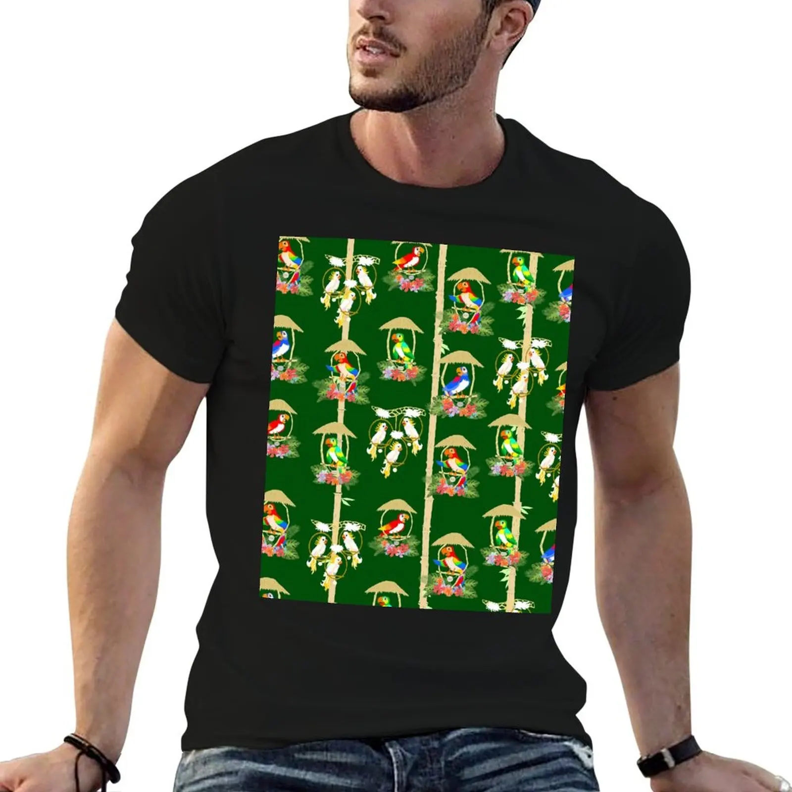 Tiki Room Birds T-Shirt Fashion Pattern Printed Tee Shirt