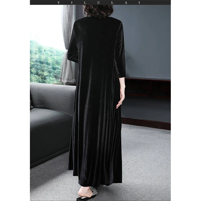 Autumn Winter Pile Collar Loose Casual Fashion Velvet Robe Femme Long Sleeve Oversized Elegant Dress Women Vestidos De Fiesta