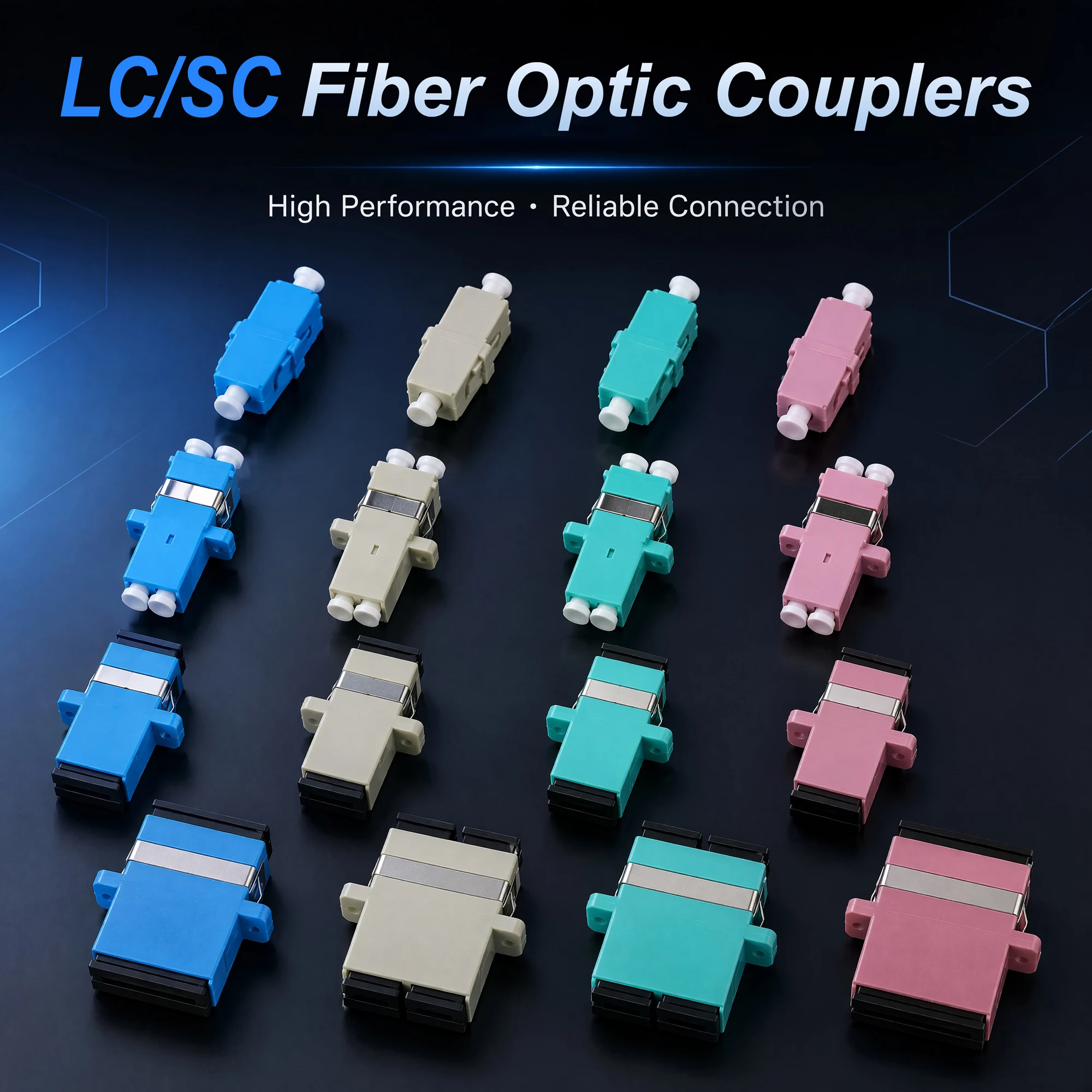5PCS Fiber Optic Adapter Connector Couplers SC LC Simplex and Duplex, For Single-mode Multimode OM3 OM4 Fiber Optic