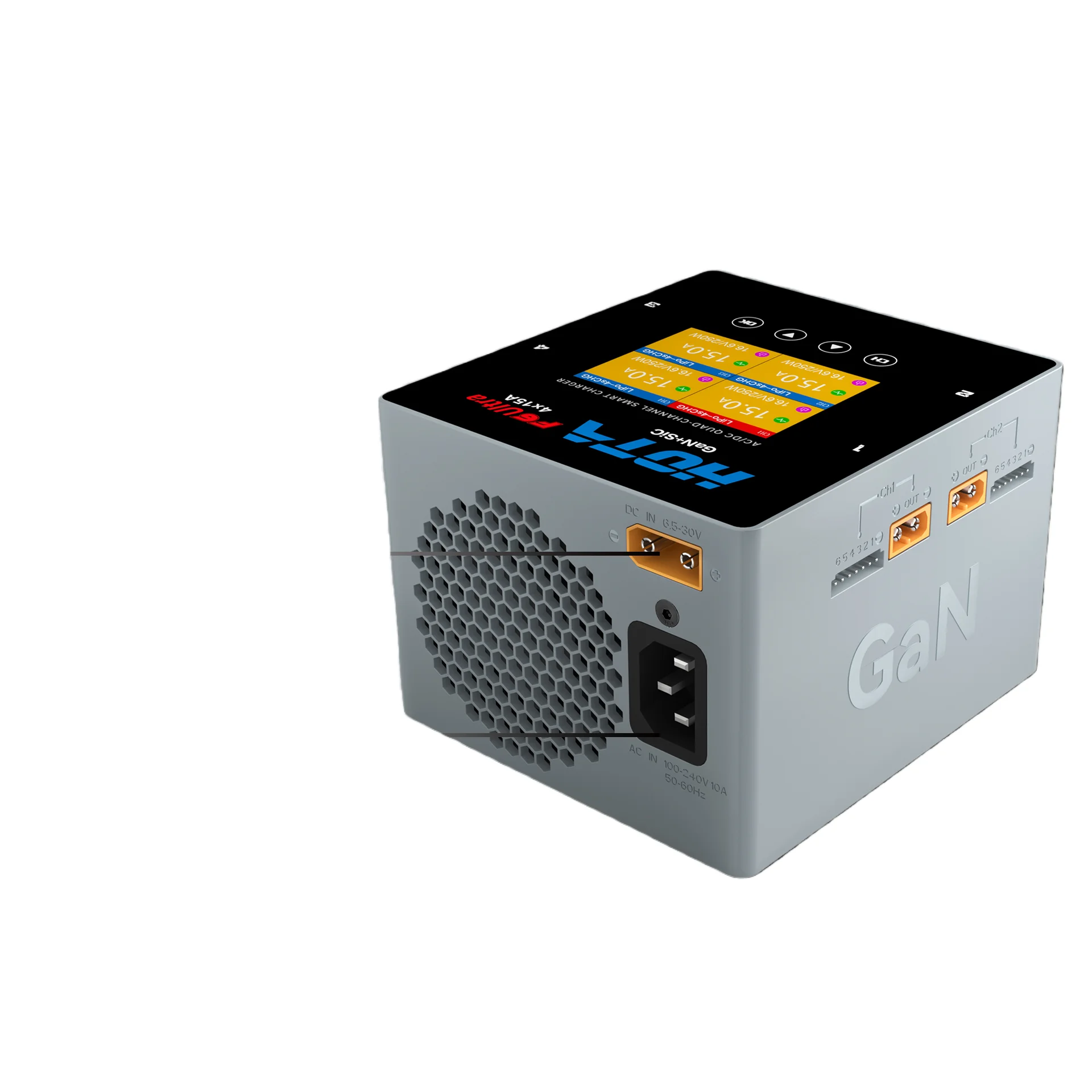HOTA F6 Ultra Airplane 4-channel Intelligent Balance Charger AC DC Input 1-6S Li-Po Battery Newly upgraded gallium nitride power