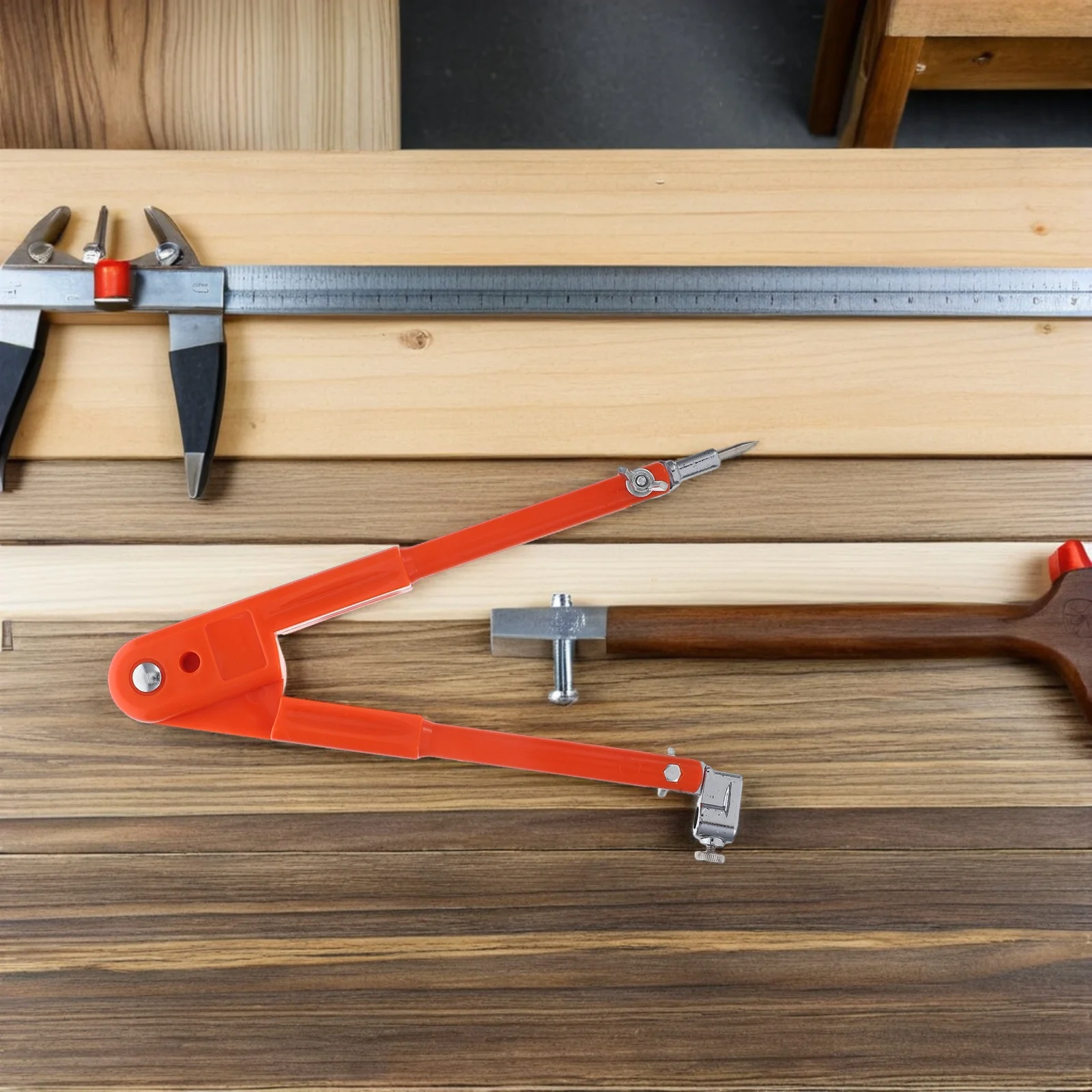 بوصلة النجارة كبيرة الدقة قابلة للتعديل، حامل القلم الرصاص، مقسم الجناح للرسم الفني، وضع العلامات على الخشب #6