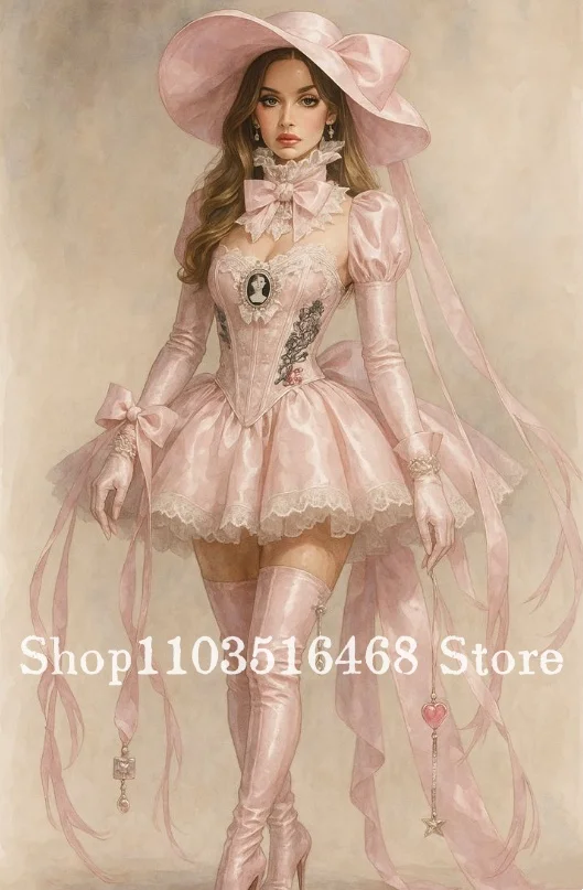 مخصص حالمة الوردي خمر الكرة الفيكتوري ثوب مطرز زين مشد الدانتيل منتفخ تنورة فساتين السهرة مناسبة خاصة