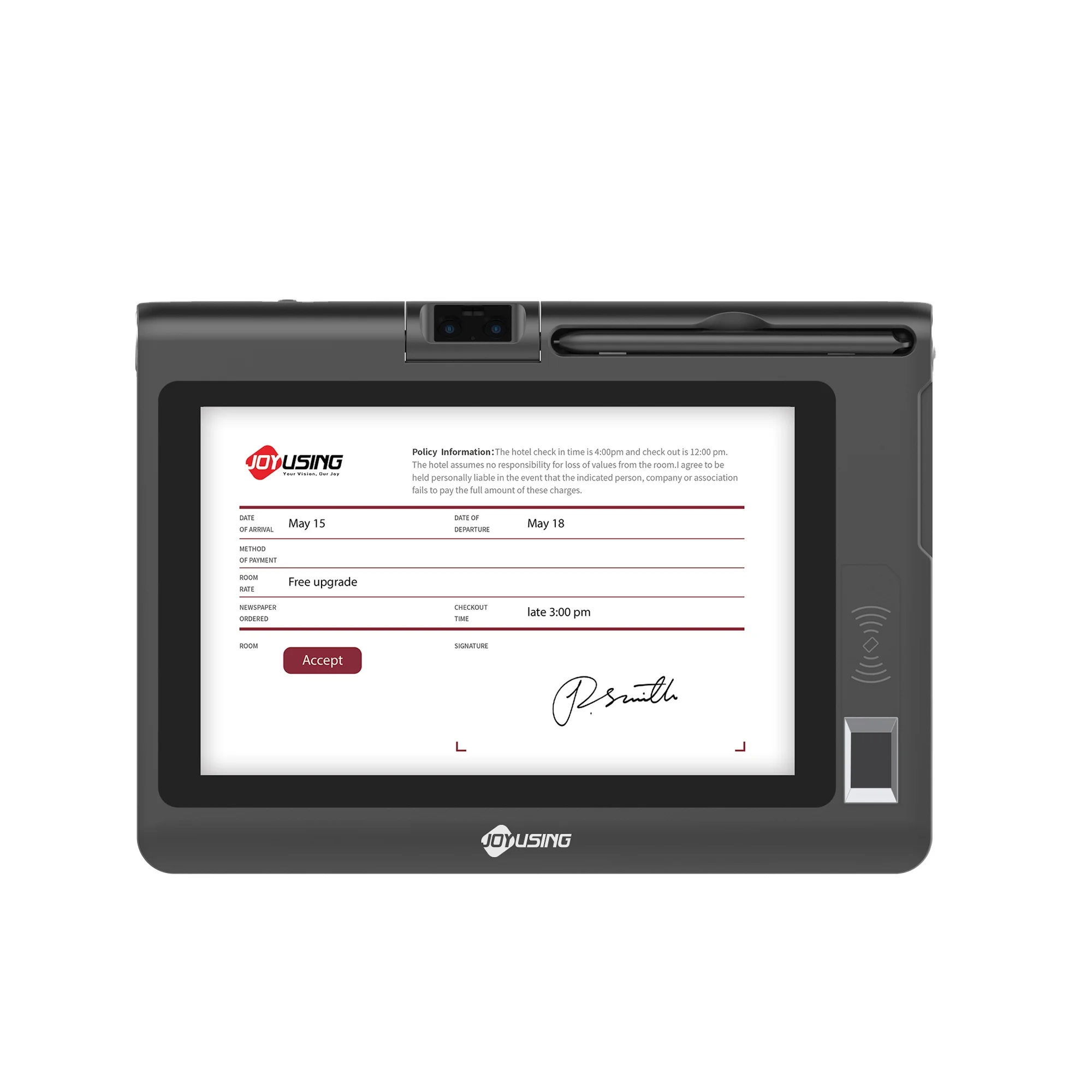 

Joyusing MT510B OEM Signature Pad Распознавание отпечатков пальцев Фирменный планшет со считывателем NFC для проверки безопасности