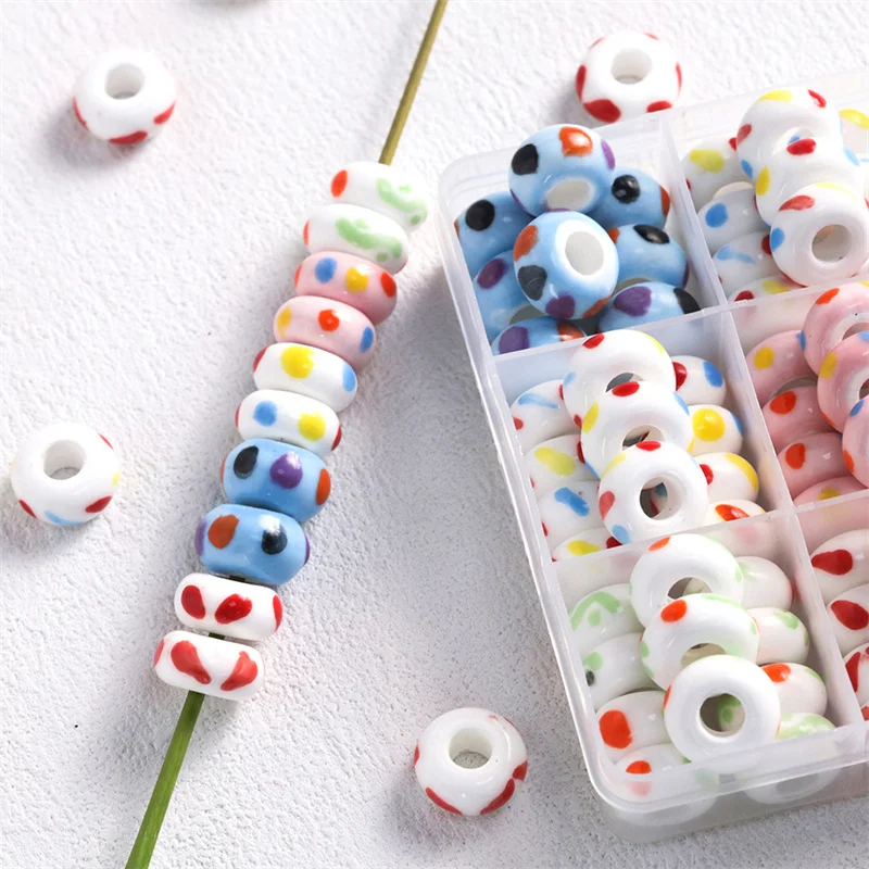 6x15MM Colorful Children Fun Ceramic Large Hole Loose Beads For Making Jewelry Bracelet Necklace Craft Accessories DIY