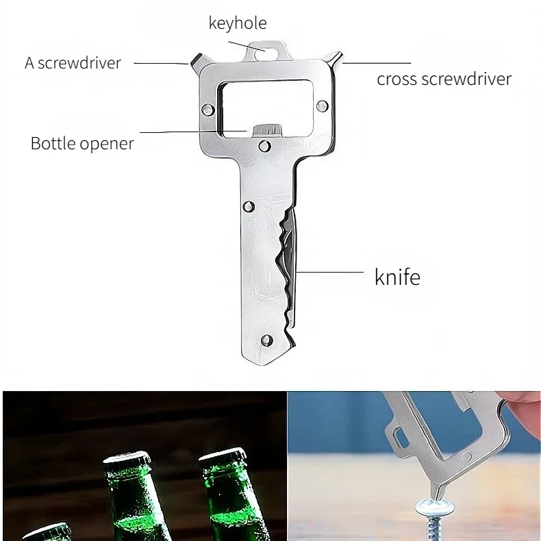 

Outdoor Multifunctional Folding Stainless Steel Screwdriver Convenient Bottle Opener Mini Key Knife EDC Tool