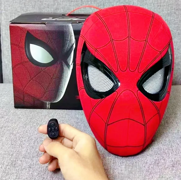 The Amazing Electric Spider-Man Headgear Movable Mask Helmet Electric Ring Control Eye Luminous Cosplay Model Toys Kid Gifts