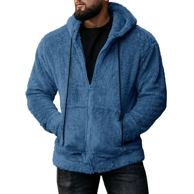 

Fashion Men Hooded Jacket Casual Long Sleeve Hoodies With Zipper Warm Outdoor Hooded Coat For Winter Fall