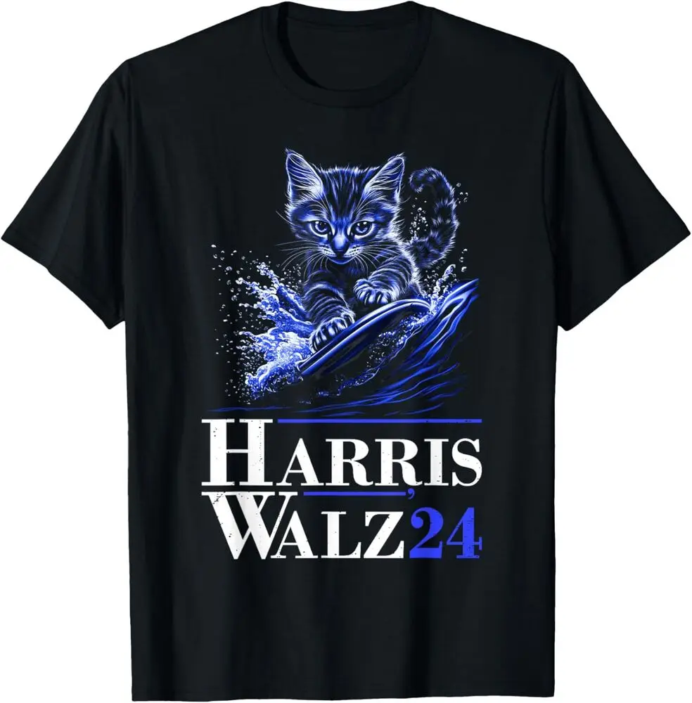 Kamala Harris Blue Cats Wave Harris Walz 2024 for President T-Shirt