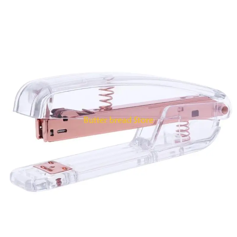 W89C Fashion Rose Gold Stapler Acrylic Metal 24/6 26/6 Practical Manual Staplers Tool