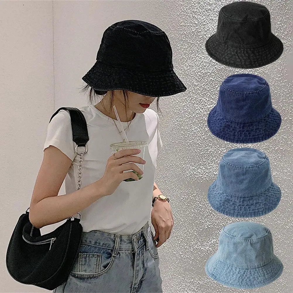 

Outdoor Wide Brim Hat Women Summer Visor Washed Caps Panama Anti-uv Fisherman Unisex Hats Bob Cowboy Bucket Retro D6r3