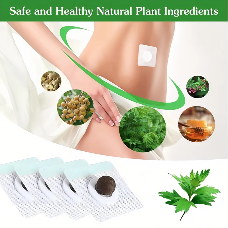 30Pcs/Box Mugwort Belly Patch Natural Wormwood Essence Pills and Belly Sticker Moxa Hot Moxibustion Navel Wormwood Sticker