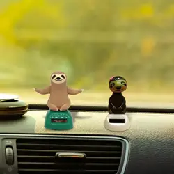 Car Dashboard Bobblehead Toy Solar Powered Sloth Solar Powered Shaking Hand Doll Sloth Animated Bobble Dancer for Car Table Home