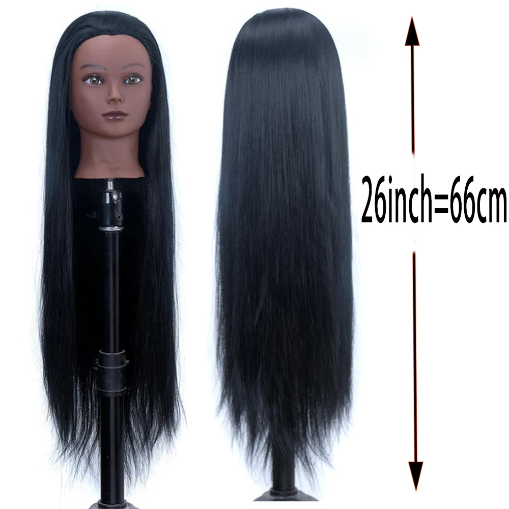 Simnient New Yaki Synthetic Fiber Training Mannequins Head For Makeup Long Hair braiding Practice Salon Head Styling Tool