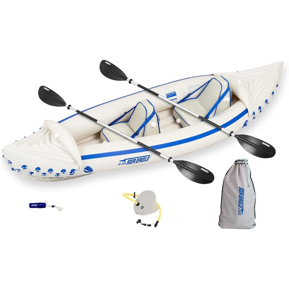 Two Person Inflatable Sport Kayak Boat with Seats, Paddles, Bag and Pump-Affordable-Lightweight-Portable