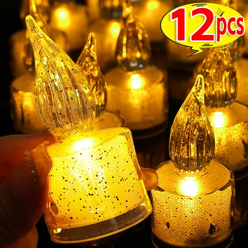 

12/1PCS Flameless LED Candle Lights Battery Powered Electronic Night Lamp Dating Party Holiday Home Decoration Tealight Candles