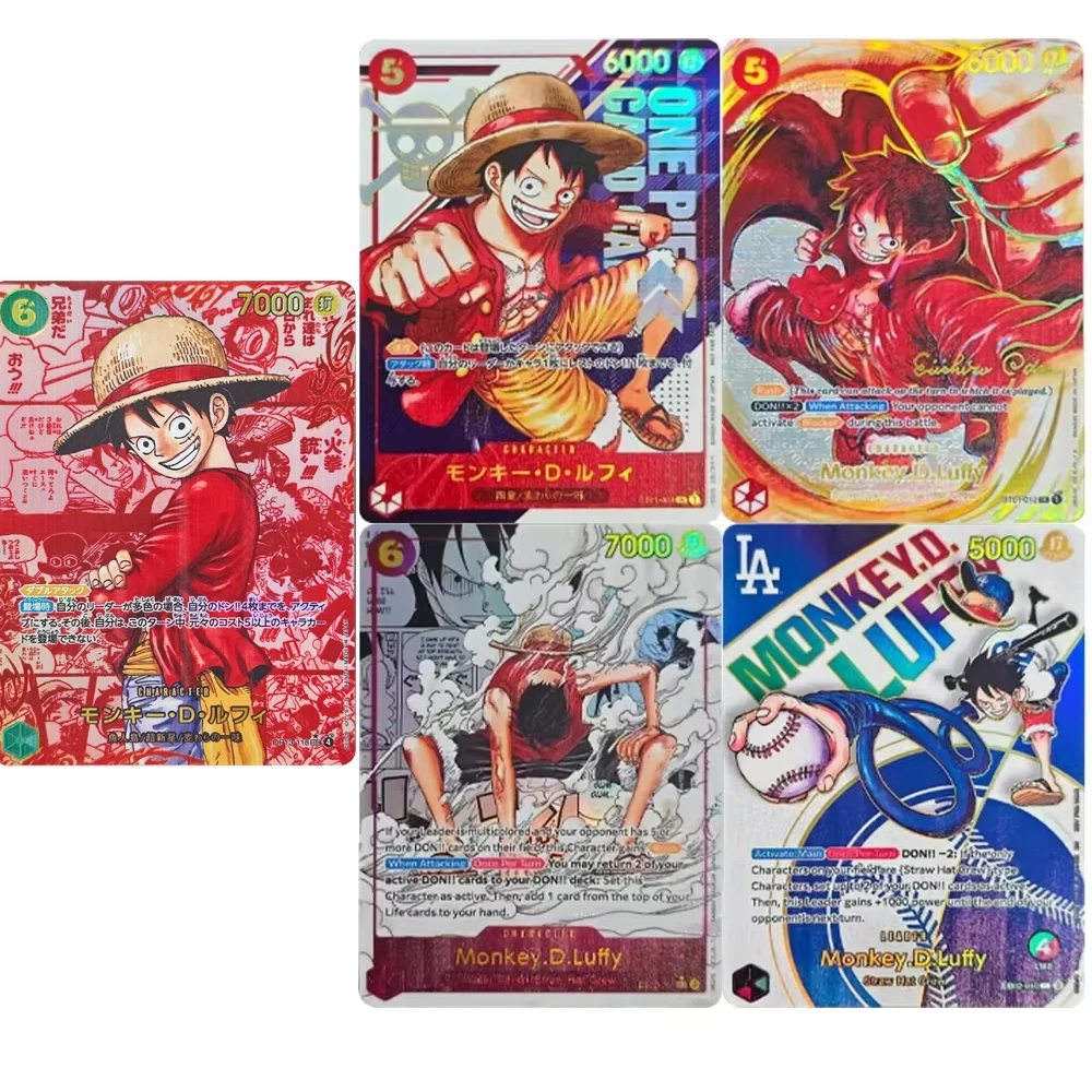 

4 дизайна, коллекционная карта аниме OPCG Monkey D Luffy ST01-012 SR EB02-061 EB02-010, текстурированная преломляющая цветная флэш-карта, подарок ребенку