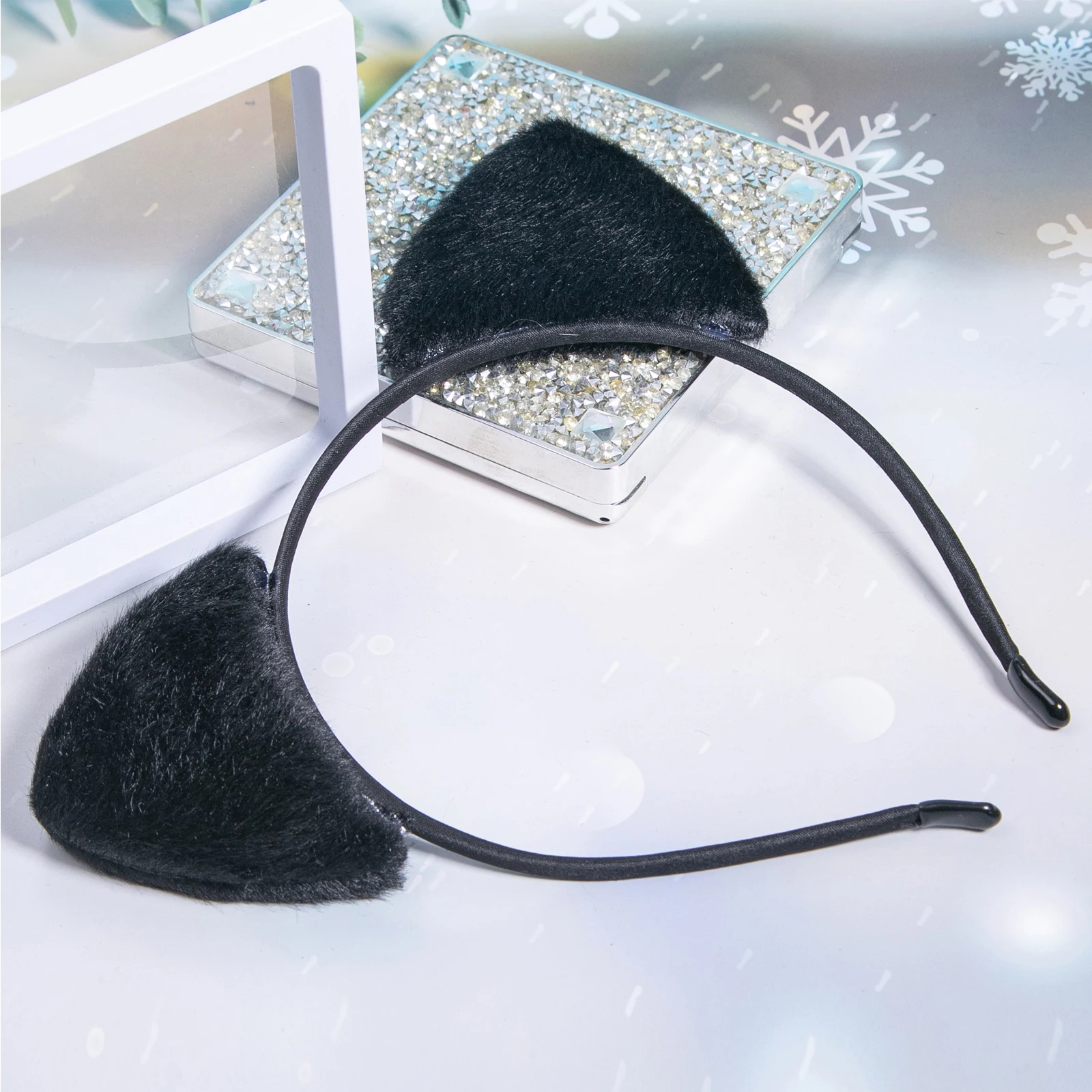 CHuangQi 2pcs Cat Ears Headband Hair Hoops for Women Girl Cat Themed Birthday Party Hairband Decorations Event Party Favors