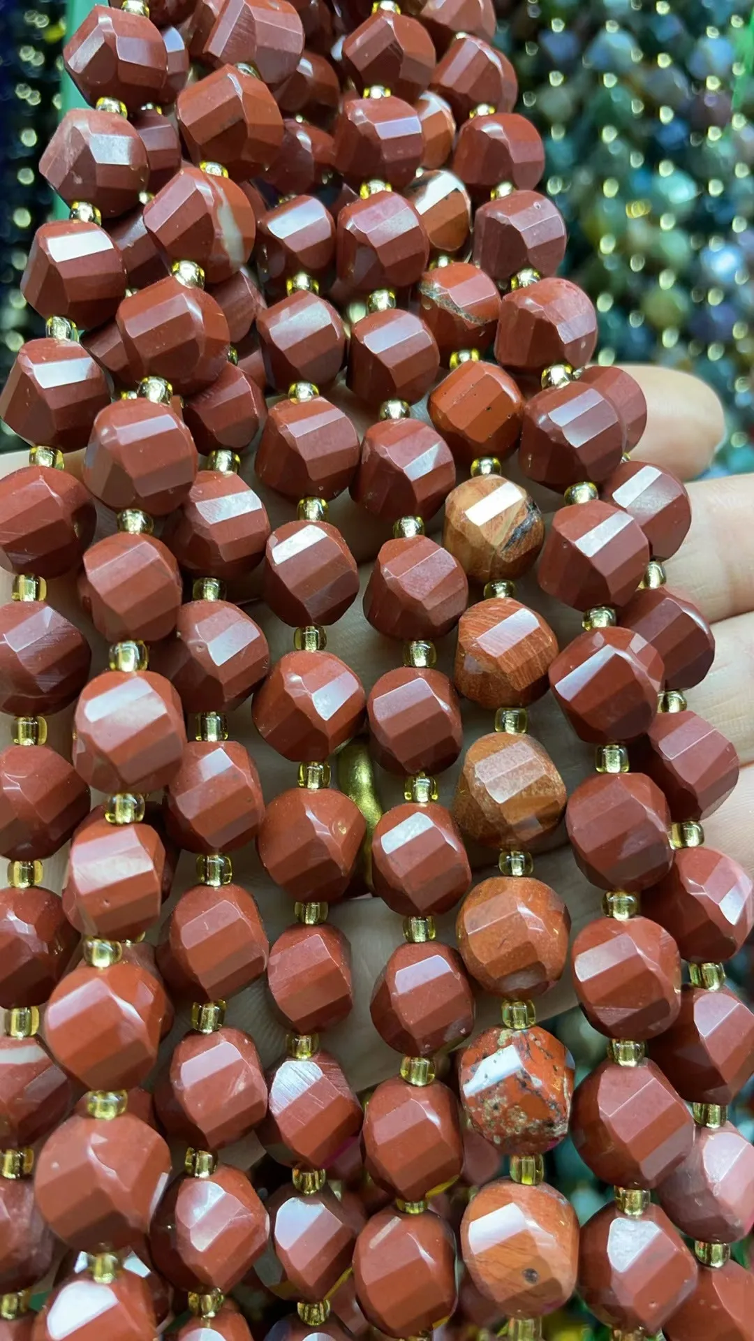 Natural Jasper Twist Beads Cut face 10x10mm 8x8mm Length Dagree 39cm10m 31Grain 8m35Grain