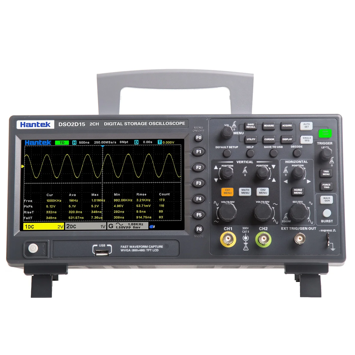 Hantek Dso2d10 Digital Oscilloscope 2 Channels 100mhz 2CH+1CH With Signal Source Signal Generation Oscilloscopes